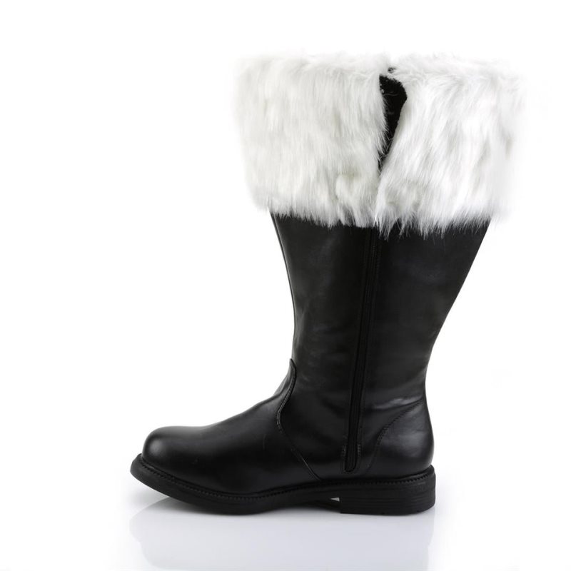 Pleaser Santa-106WC Vegan Leather Women's Knee-high Boots Black / White | NZ UGQCKO
