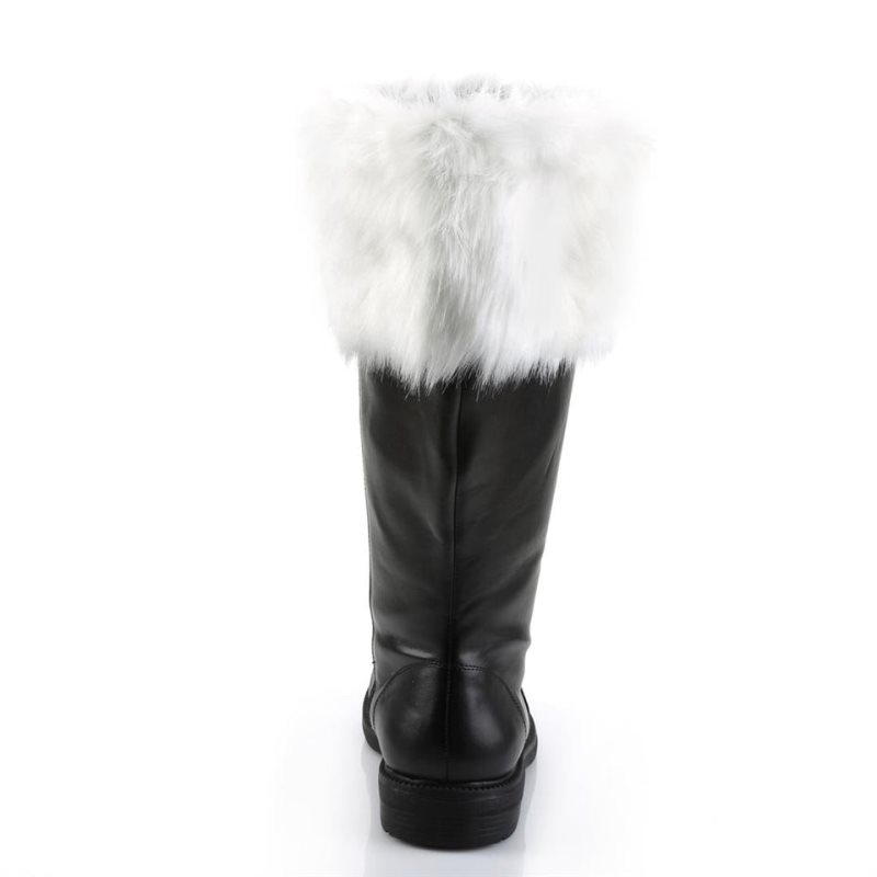 Pleaser Santa-106WC Vegan Leather Women's Knee-high Boots Black / White | NZ UGQCKO