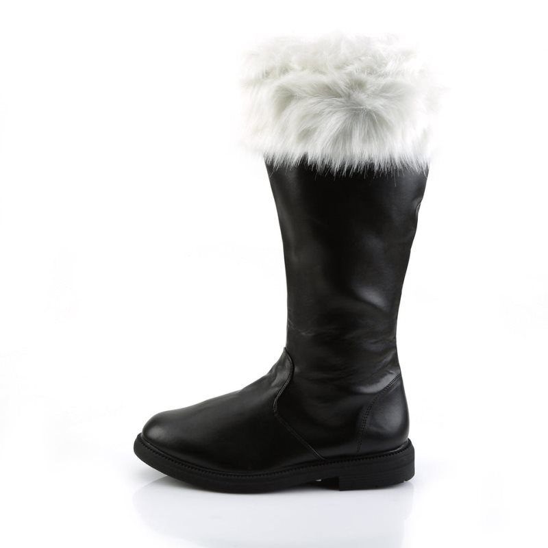 Pleaser Santa-108 Women's Knee-high Boots Black / White | NZ QTKDFJ