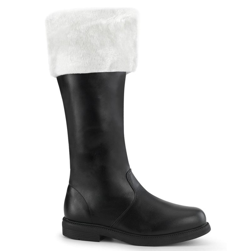 Pleaser Santa-108 Women\'s Knee-high Boots Black / White | NZ QTKDFJ