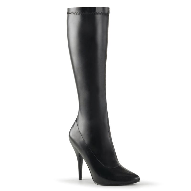 Pleaser Seduce-2000 Vegan Leather Women\'s Knee-high Boots Black | NZ BFQAZP