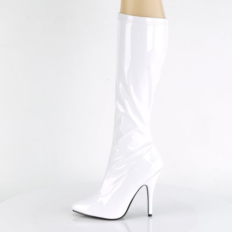 Pleaser Seduce-2000 Women's Knee-high Boots White | NZ IXBHWR