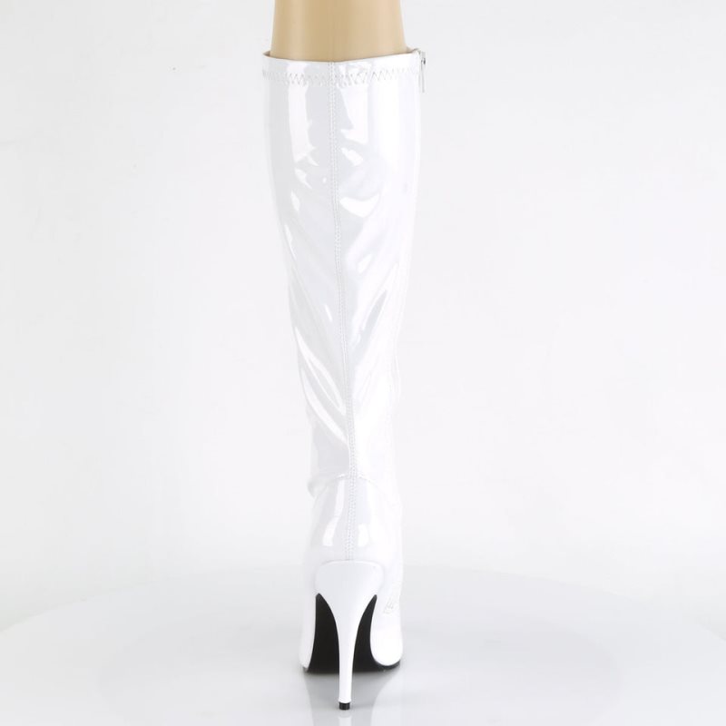 Pleaser Seduce-2000 Women's Knee-high Boots White | NZ IXBHWR
