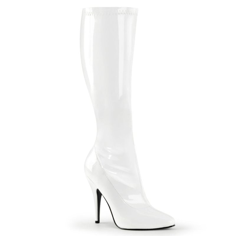 Pleaser Seduce-2000 Women\'s Knee-high Boots White | NZ IXBHWR