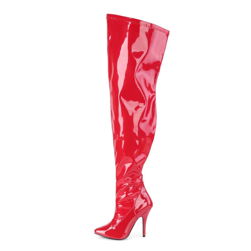 Pleaser Seduce-3000WC Women's Thigh High Boots Red | NZ DOJYPT