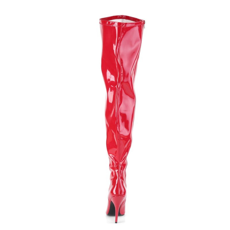 Pleaser Seduce-3000WC Women's Thigh High Boots Red | NZ DOJYPT