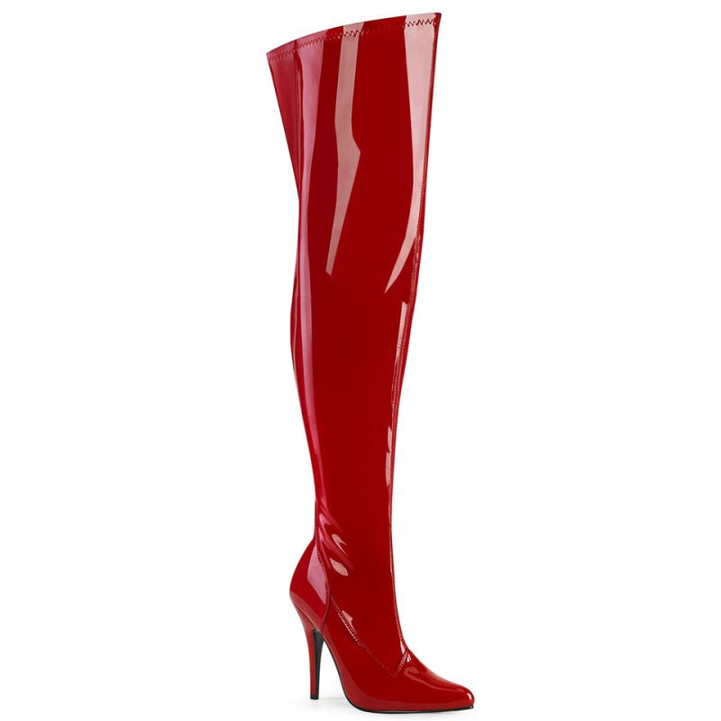 Pleaser Seduce-3000WC Women\'s Thigh High Boots Red | NZ DOJYPT