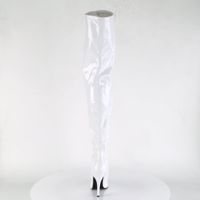 Pleaser Seduce-3000 Women's Thigh High Boots White | NZ DXYPCV
