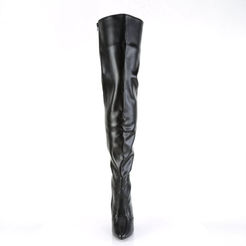 Pleaser Seduce-3010 Vegan Leather Women's Thigh High Boots Black | NZ KJDUPC