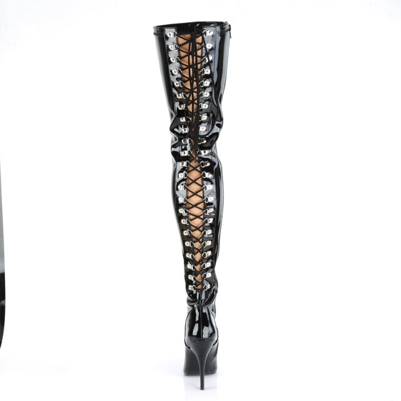 Pleaser Seduce-3063 Women's Thigh High Boots Black | NZ VBAXIQ