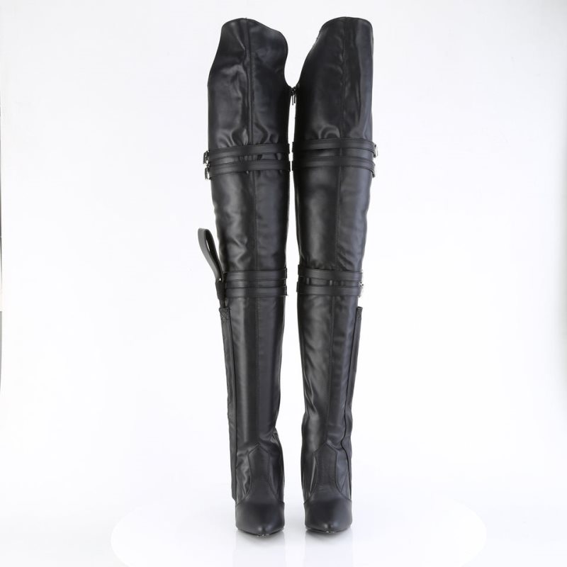 Pleaser Seduce-3080 Vegan Leather Women's Thigh High Boots Black | NZ XYIMUN