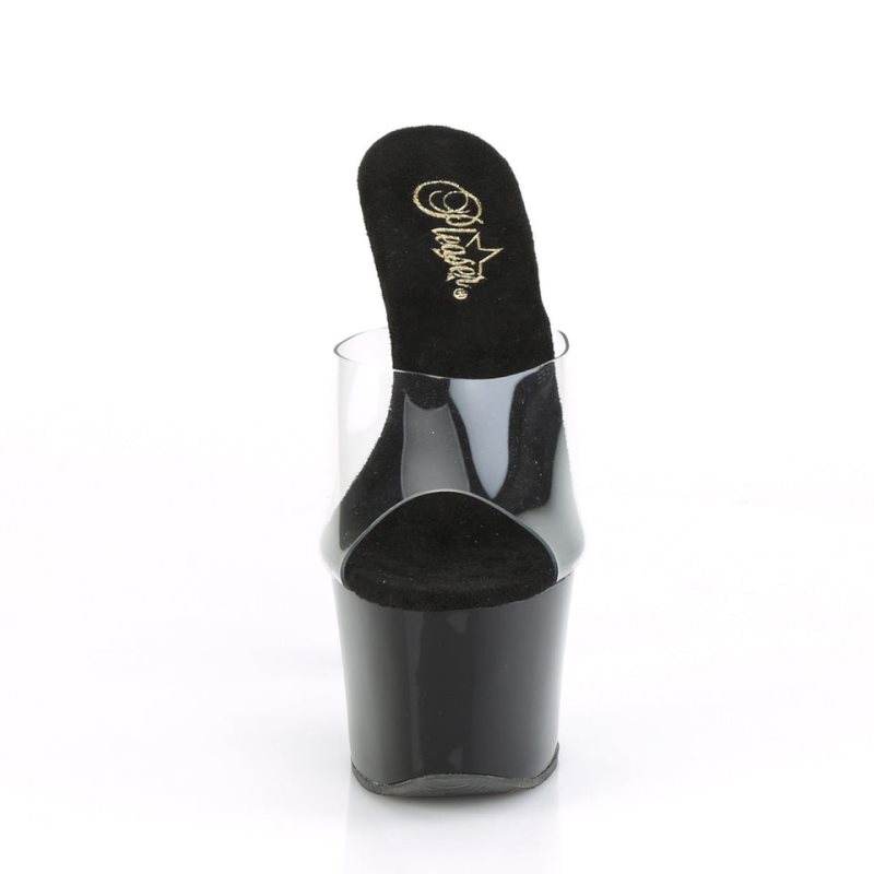 Pleaser Sky-301CRS Women's Platform Slides Silver / Clear | NZ CTHWRX