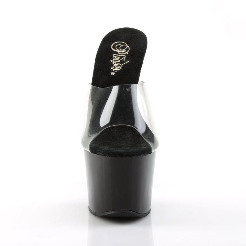 Pleaser Sky-301 Women's Platform Slides Black / Clear | NZ ICMLHQ
