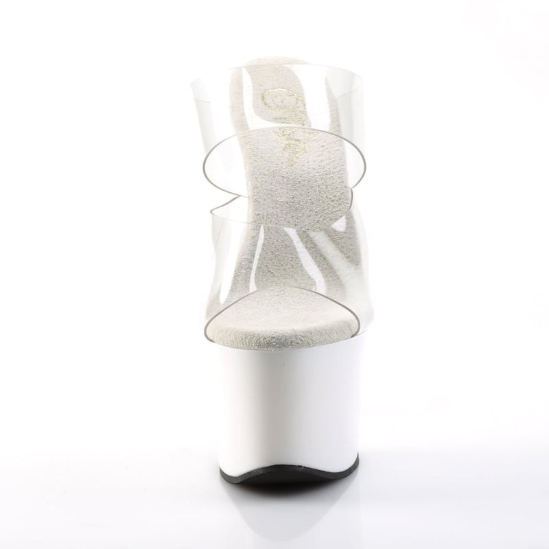 Pleaser Sky-302 Women's Platform Slides White / Clear | NZ QDFKYG