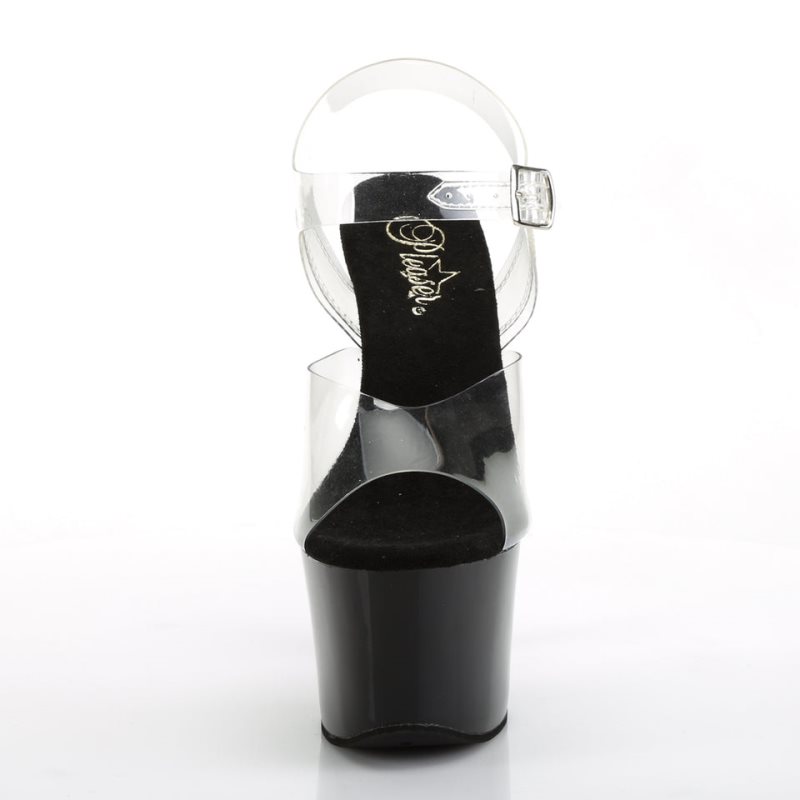Pleaser Sky-308CRS Women's Platform Heels Sandals Black / Clear | NZ ZVUNBH