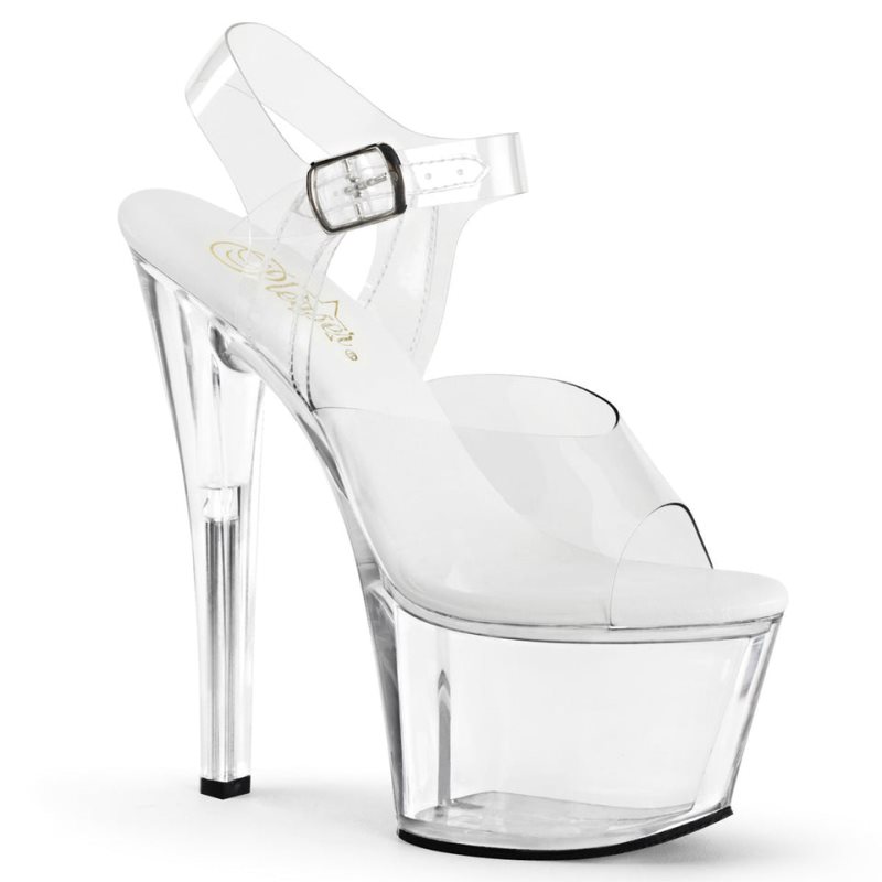 Pleaser Sky-308VL Women\'s Platform Heels Sandals Clear | NZ GYVRLI