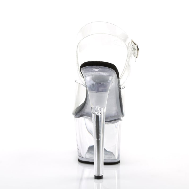 Pleaser Sky-308 Women's Platform Heels Sandals Black / Clear | NZ GORMEW