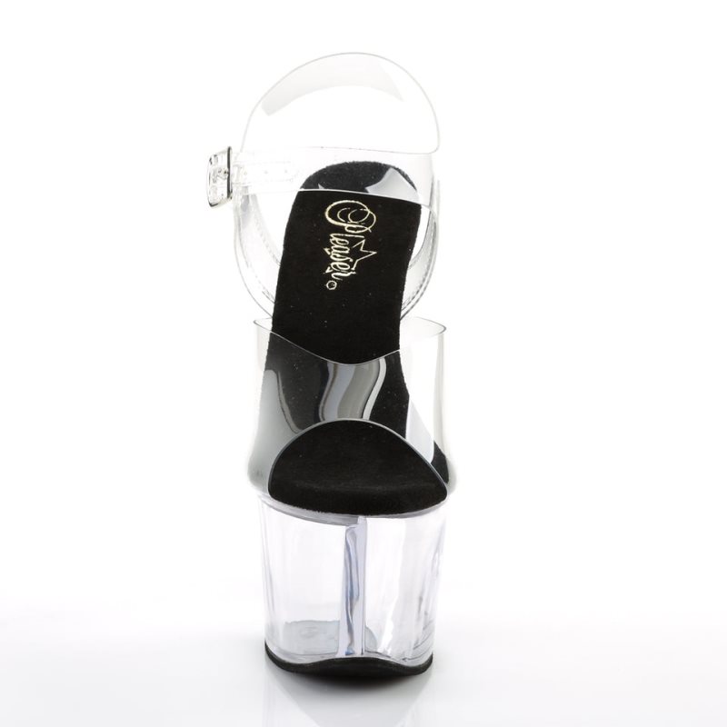 Pleaser Sky-308 Women's Platform Heels Sandals Black / Clear | NZ GORMEW