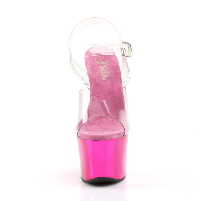 Pleaser Sky-308 Women's Platform Heels Sandals Pink / Clear | NZ HGLUJB