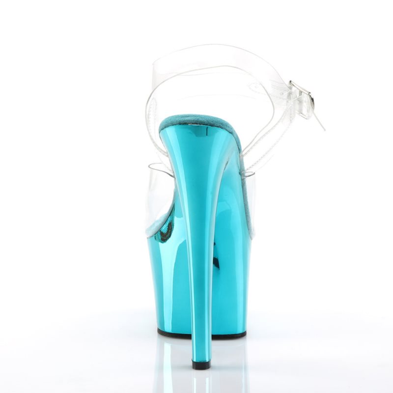 Pleaser Sky-308 Women's Platform Heels Sandals Turquoise / Clear | NZ MUNPID