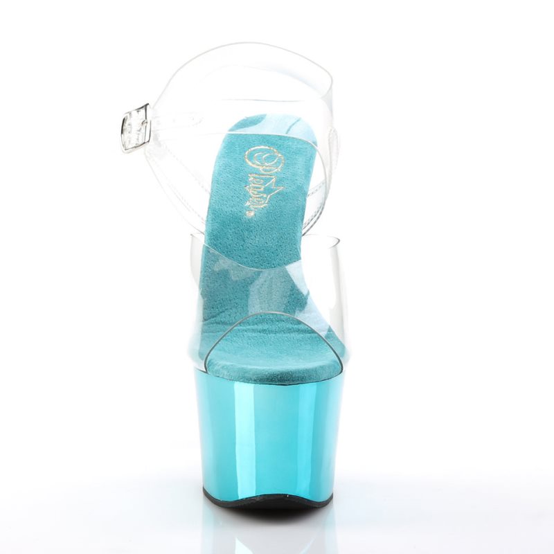 Pleaser Sky-308 Women's Platform Heels Sandals Turquoise / Clear | NZ MUNPID