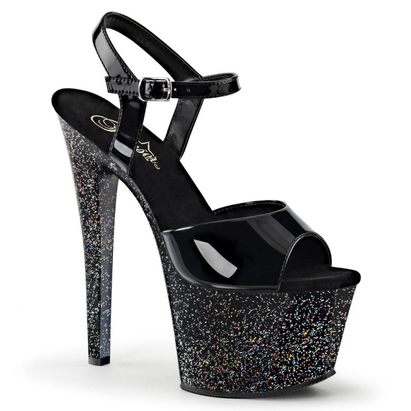 Pleaser Sky-309MG Women\'s Platform Heels Sandals Black | NZ GAQCWX