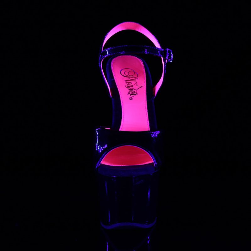 Pleaser Sky-309TT Women's Platform Heels Sandals Black / Pink | NZ ZSVMHL