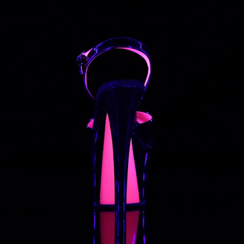 Pleaser Sky-309TT Women's Platform Heels Sandals Black / Pink | NZ ZSVMHL