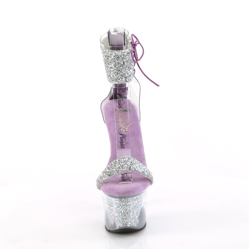 Pleaser Sky-327RSI Women's Platform Heels Sandals Silver / Purple | NZ IWLTMG