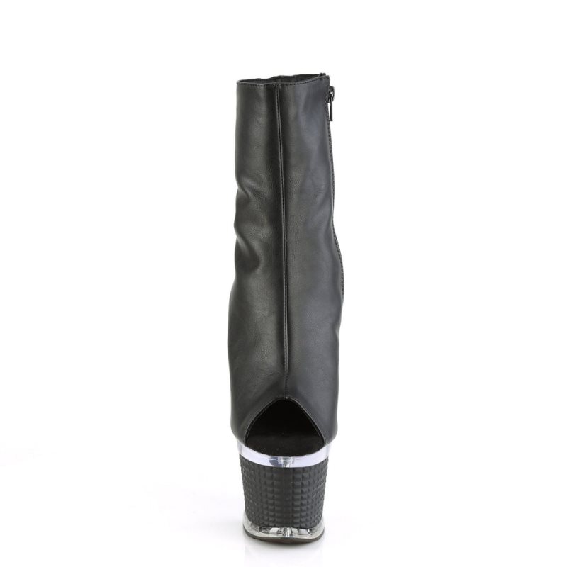 Pleaser Spectator-1012 Vegan Leather Women's Heels Boots Black / Clear | NZ SZVEPG