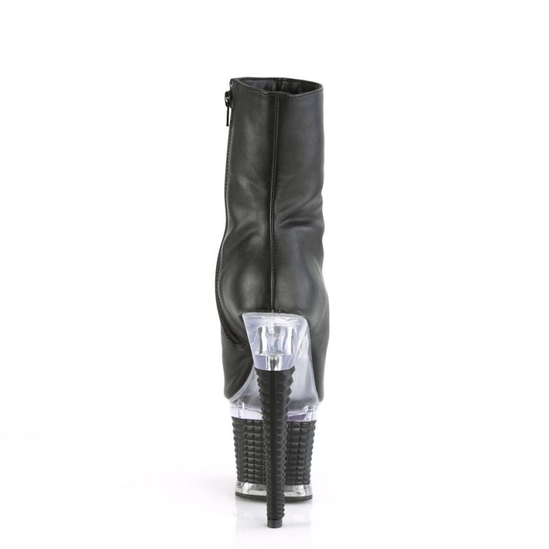 Pleaser Spectator-1012 Vegan Leather Women's Heels Boots Black / Clear | NZ SZVEPG