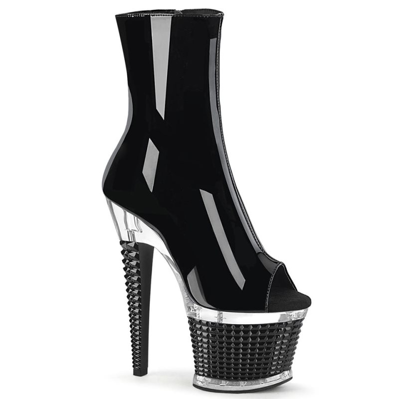 Pleaser Spectator-1012 Women\'s Heels Boots Black / Clear | NZ CPOGFA