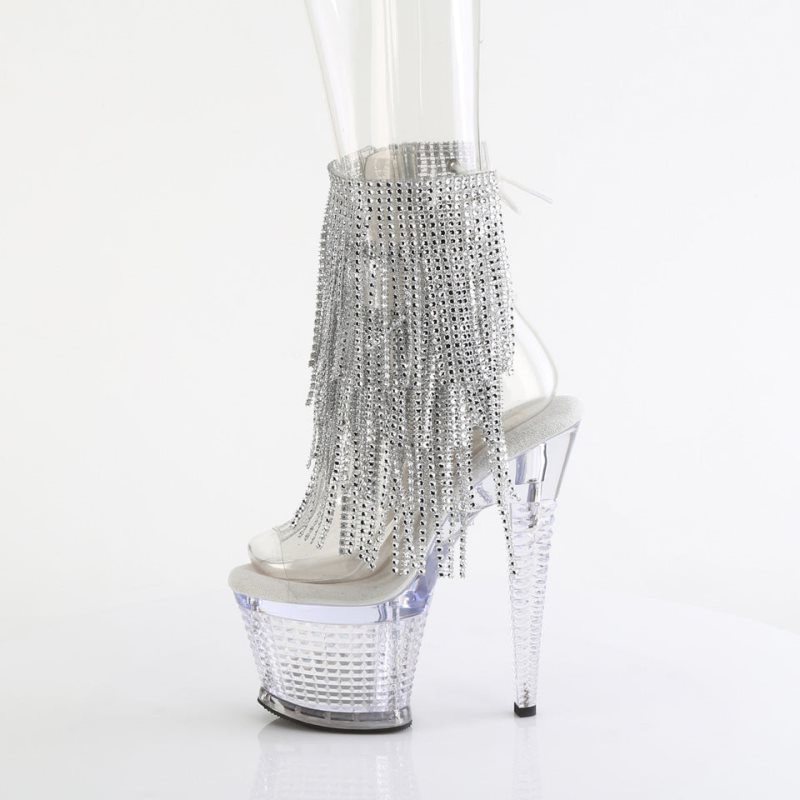 Pleaser Spectator-1017RSF Women's Heels Boots Silver / Clear | NZ ENXMOV