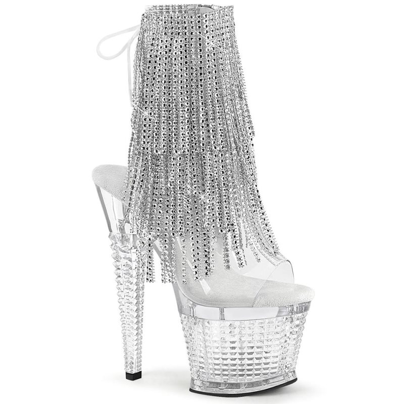Pleaser Spectator-1017RSF Women\'s Heels Boots Silver / Clear | NZ ENXMOV