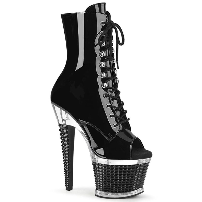 Pleaser Spectator-1021 Women\'s Heels Boots Black / Clear | NZ BGNVXF