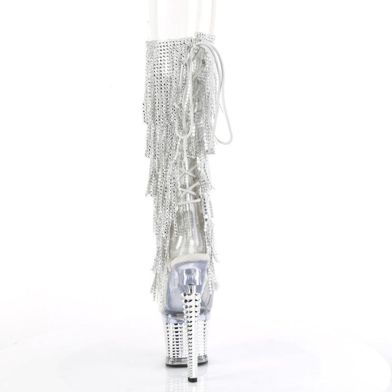 Pleaser Spectator-2017RSF Women's Knee-high Boots Silver / Clear | NZ YTGVIQ