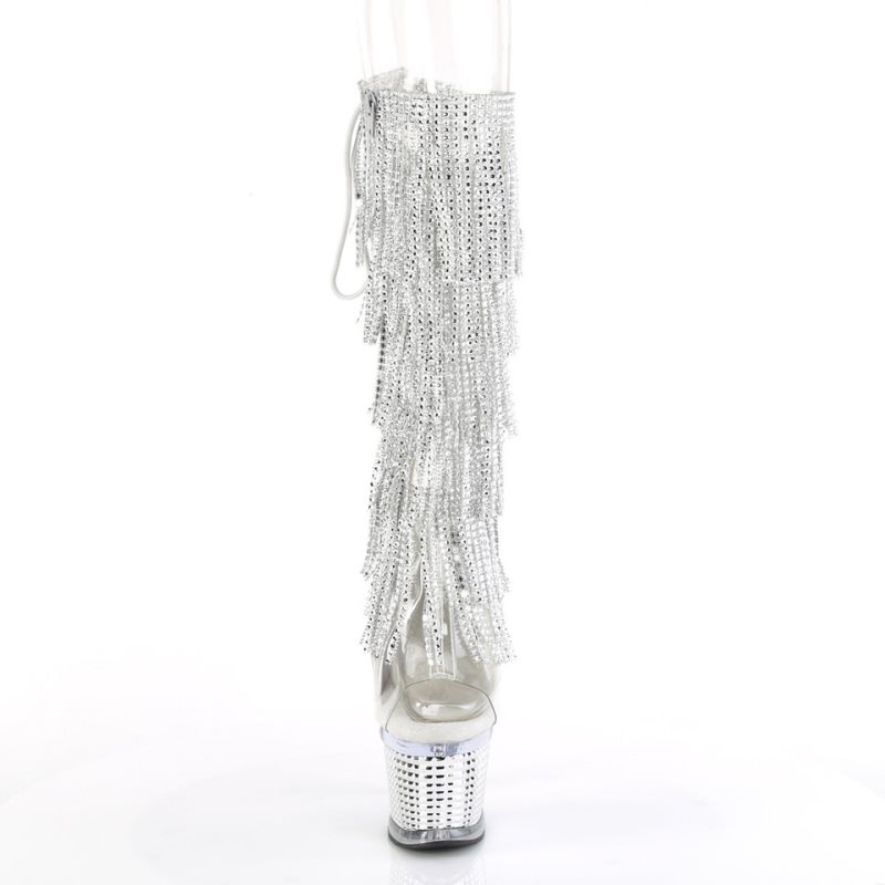 Pleaser Spectator-2017RSF Women's Knee-high Boots Silver / Clear | NZ YTGVIQ