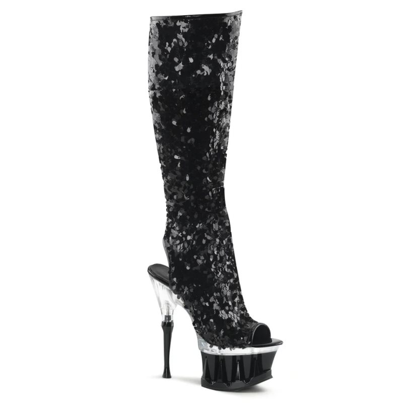 Pleaser Spiky-2019 Women\'s Knee-high Boots Black | NZ TFMLQS