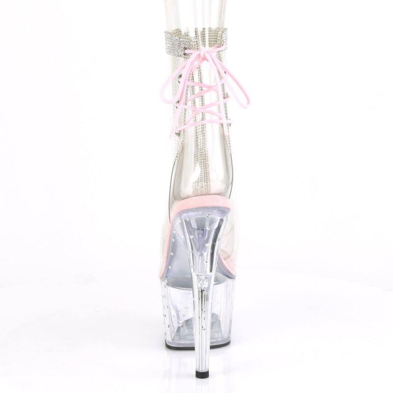 Pleaser Stardust-1018C-2RS Women's Heels Boots Pink / Clear | NZ ZTLKGO