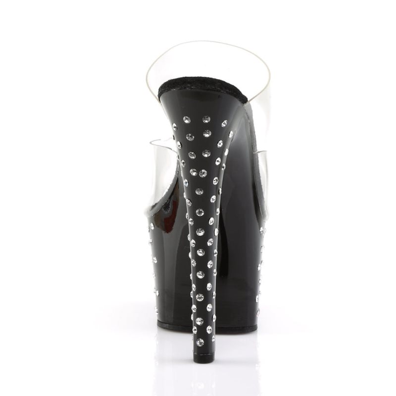 Pleaser Stardust-702 Women's Platform Slides Black / Clear | NZ TIBNGU