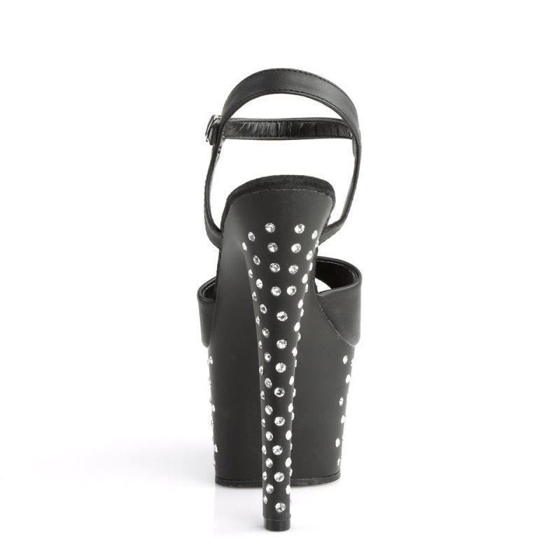 Pleaser Stardust-709 Vegan Leather Women's Platform Heels Sandals Black | NZ XDNSVM