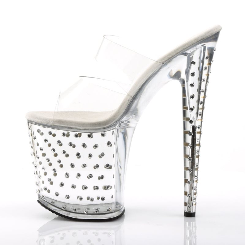 Pleaser Stardust-802 Women's Platform Slides Clear | NZ FGZPSQ