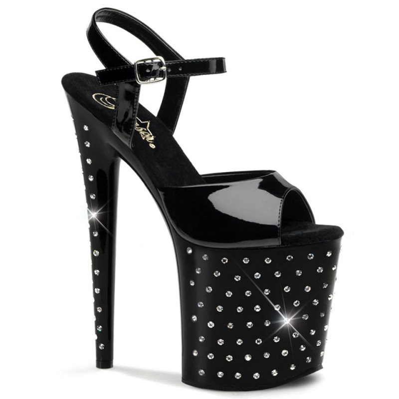 Pleaser Stardust-809 Women\'s Platform Heels Sandals Black | NZ MNEPCA