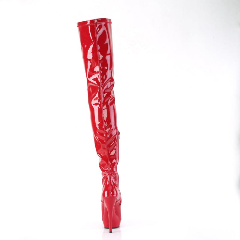 Pleaser Sultry-4000 Women's Thigh High Boots Red | NZ DSOJWE