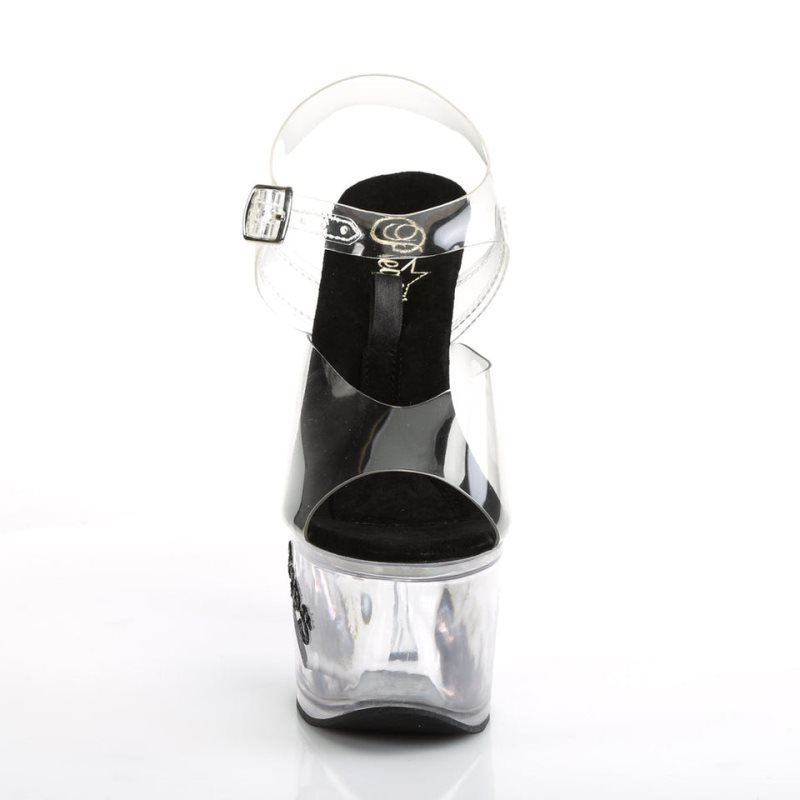 Pleaser Tipjar-708-5 Women's Platform Heels Sandals Black / Clear | NZ KFJSZL