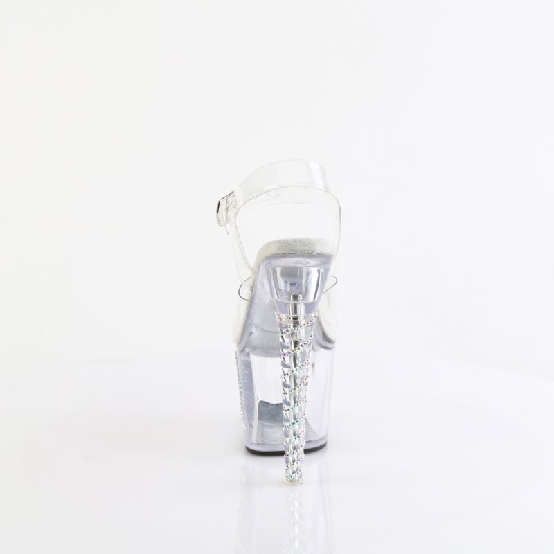 Pleaser Unicorn-708TGRS Women's Platform Heels Sandals Clear | NZ JYSIQL