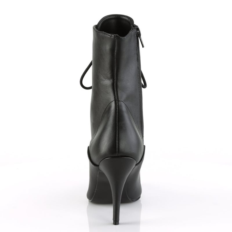 Pleaser Vanity-1020 Vegan Leather Women's Heels Boots Black | NZ QVRIDH