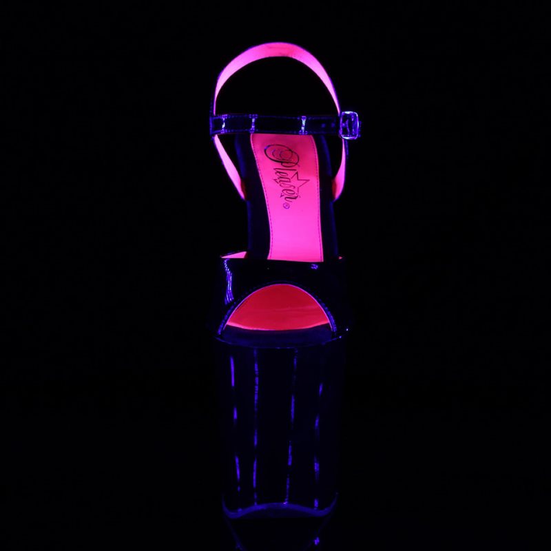 Pleaser Xtreme-809TT Women's Platform Heels Sandals Pink / Black | NZ HKXOAG