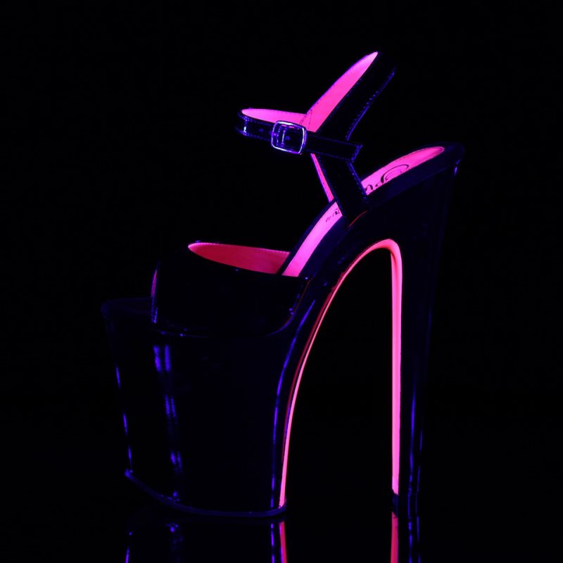 Pleaser Xtreme-809TT Women's Platform Heels Sandals Pink / Black | NZ HKXOAG