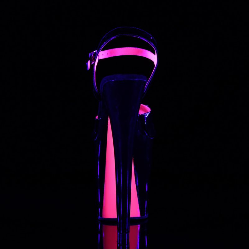 Pleaser Xtreme-809TT Women's Platform Heels Sandals Pink / Black | NZ HKXOAG